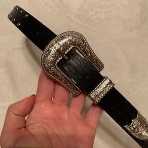 Black Silver Buckle Belt